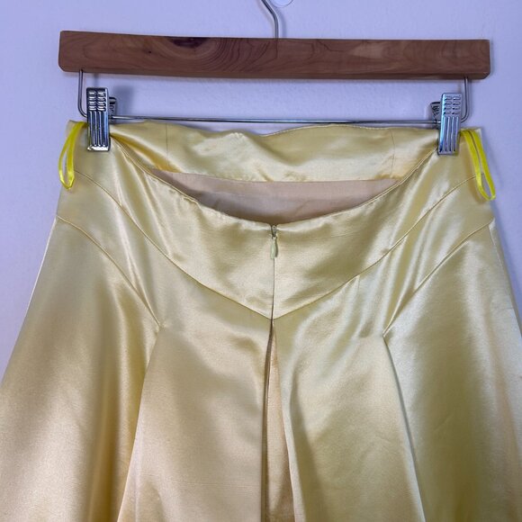 Vintage 100% silk Kay Unger Skirt Women 8 Yellow maxi lined high waisted pleated - Picture 3 of 11